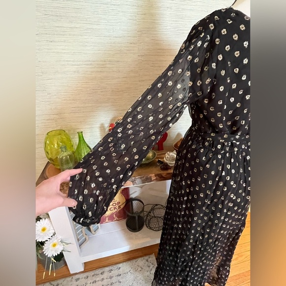 LULUS Size Medium Radiant Black & Gold Clip Dot One Shoulder Formal Maxi Dress - Picture 4 of 6